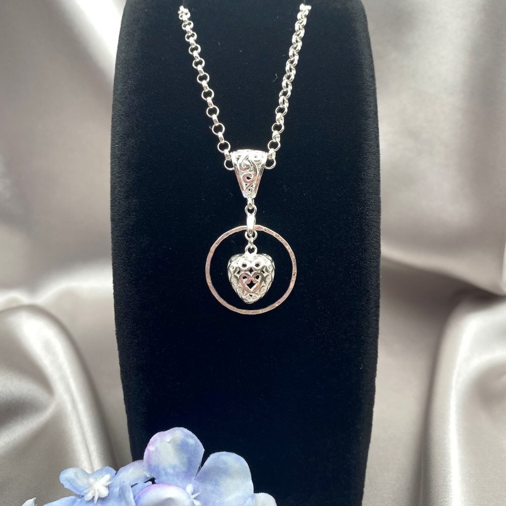 Heart Necklace Sterling Silver Filigree Heart Gift For Friend Gift For Her